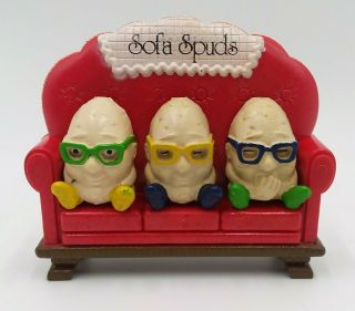 Vintage Giftco Couch Potatoes Rubber Refrigerator Magnet Set 4 Piece Set