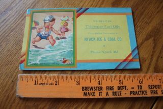 1920s Nyack Ice & Coal Co Tidewater Fuel Oils Advertising Card Vintage Cartoon