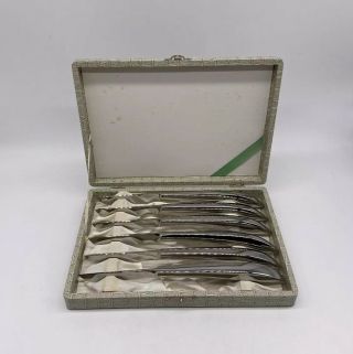 Vintage Stainless Steel 6 Piece Table Knife Set Made In Japan With Box
