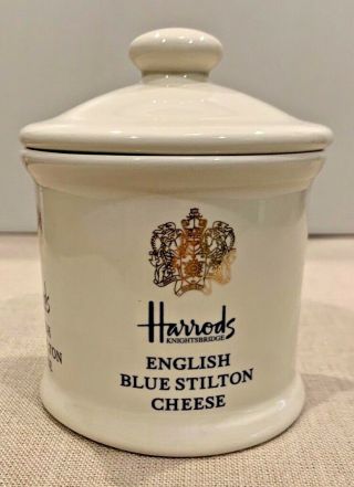 Harrods English Blue Stilton Cheese Lidded Ceramic Jar Empty Crock Knightsbridge