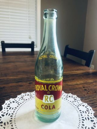 Vintage 1956 Royal Crown Rc Cola Bottle 12oz.