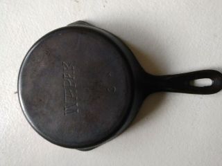Antique Vintage Wapak Cast Iron Skillet Tapered Logo 3 - A Pan Untreated Flat