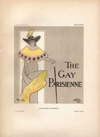 Hyland - Ellis Affiches Etrangeres 1897 Stone Litho Poster: " The Gay Parisienne "