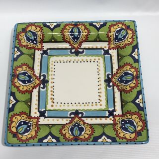 Lifestyle Tabletops Espana Bocca Plate 10 5/8 " Square Hand Painted & Crafted