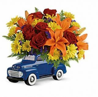 Ford Pickup Truck By Teleflora Metal Bright Blue - Father 