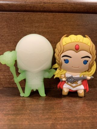 Masters Of The Universe Chibi Blind Bag Magnets Chase Glow Skeletor And She - Ra