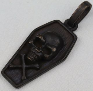 Pendant Skull Bones Crossbones Coffin Funerary Box Biker Military Jewelry Brutal