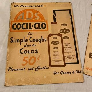 Vintage Medicine A.  D.  S.  Castoria Baby Laxative & Cocil - Co Cough Syrup Ads Signs 2