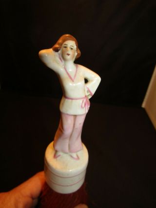 Vintage Half Doll Vanity Clothes Brush Flapper Girl Porcelain