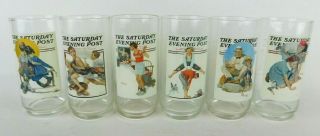 Set Of 6 Vintage Norman Rockwell Saturday Evening Post Glasses - Arby 