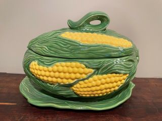 Vintage Corn On The Cob Dish With Lid/soup Tureen