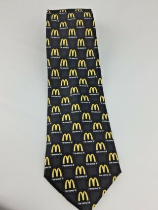 Mcdonald’s “im Lovin’ It” Black Tie Golden Arches Logo Fast Food Employee Euc
