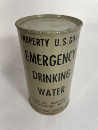 Vintage Us Government Issued Emergency Drinking Water 1961