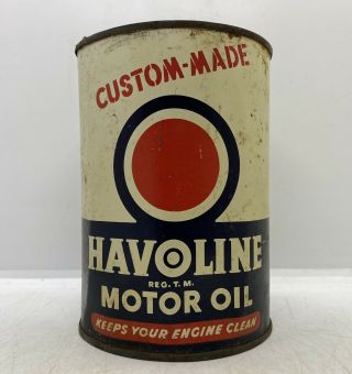 Old Texaco Gas & Oil Vintage Havoline Custom - Made Motor Oil Advertising Tin Can
