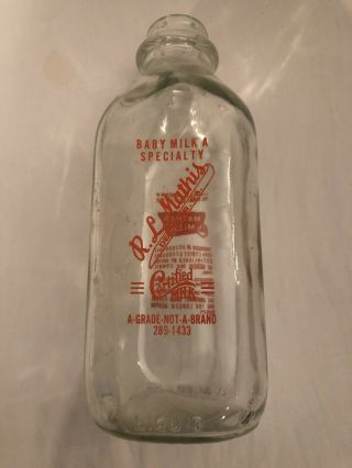 Vintage R.  L.  Mathis Dairiy Decatur Ga Milk Bottle Square Orange Red Letters