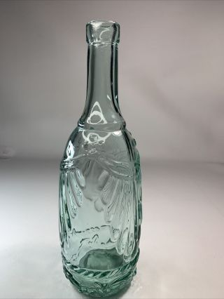 Vintage Light Green Decorative Pressed Glass 11 " Bottle