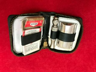 Vintage Gillette Travel Safety Razor Set In Zippered Case