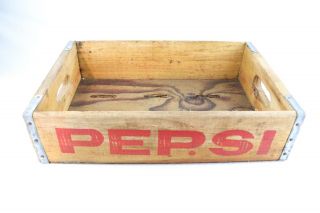 Vintage Pepsi Cola Soda Wood Crate Metal Trim Marion Rare