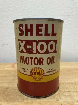 Vintage 1qt Shell X - 100 Motor Oil Can