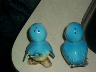 Vintage Blue Birds Yellow and Pink Salt and Pepper Shakers Japan 3