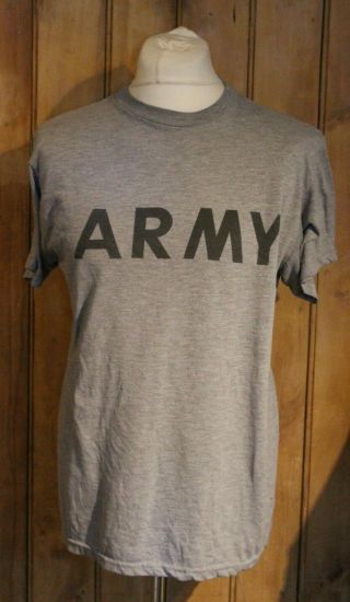 X Large Authentic Retro Us Army Short Sleeved T Shirt Fitness Uniform Grey Ipfu