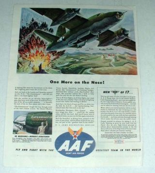 1944 Wwii Aaf Ad W/ B - 26 The Exterminator - On Nose
