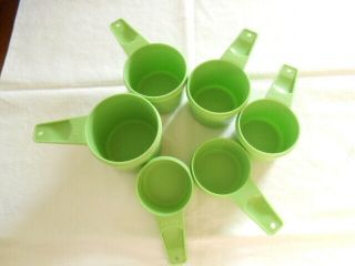 Vintage 6 Piece Lime Green Tupperware Measuring Cups 1970 