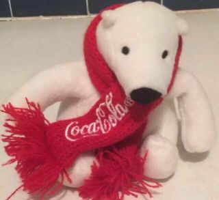 Coca Cola / Coke 4 " White Polar Bear W/red Scarf Arctic Home Stuffed/plush A5t