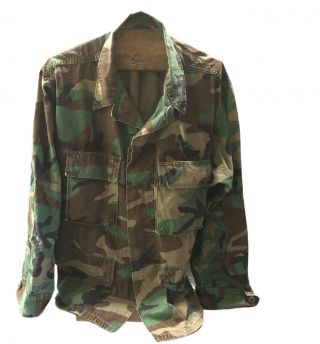 Woodland Bdu U.  S.  Military Combat Coat Sz Medium Shirt Fast