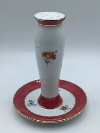 Vintage Kpm Porcelain Floral Hat Stick Pin Holder Stand Rose Lusterware