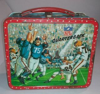 Rare Vintage Nfl Quarterback Metal Lunchbox Packers Bears Giants Browns 1964