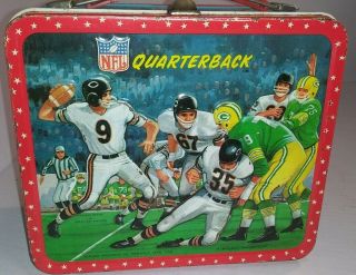 RARE Vintage NFL Quarterback Metal Lunchbox Packers Bears Giants Browns 1964 2