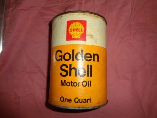 Shell Golden Motor Oil Quart Cardboard Can Vintage