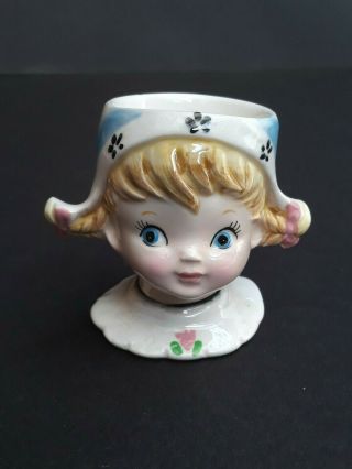 Vintage Leftons Figural Ceramic Dutch Girl Egg Cup 2700 Made In Japan