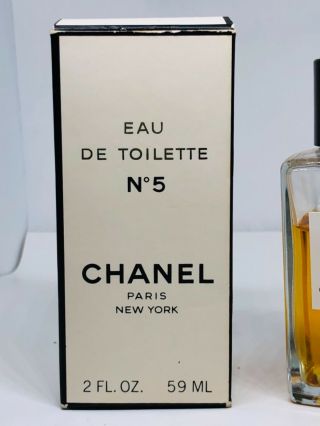 Vintage Chanel No.  5 Eau De Cologne 2 Oz Splash.  Bottle 2/3 Full w/Box 3
