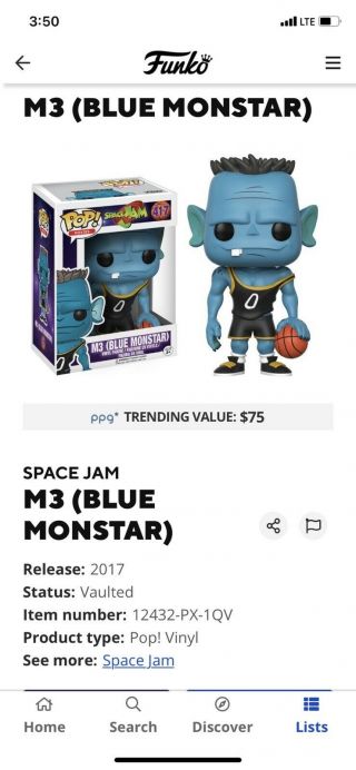 M3 (blue Monstar) Funko Pop Movies Space Jam 417 Box See Details