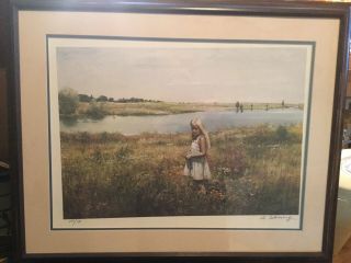 Adolf Sehring " Girl In White " 1988 Limited Edition Framed Print W/coa