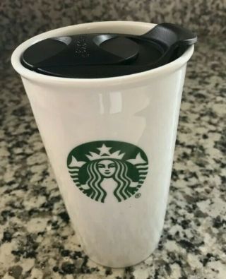 Starbucks Ceramic Travel Tumbler Coffee Mug With Splashguard Lid 10fl.  Oz.