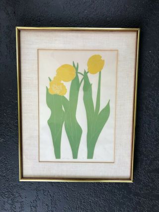 Early Vintage Mid Century 1965 Pencil Signed Henry Evans Lino Cut Print