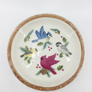 Sonoma Lifestyle Knollwood Pattern Ceramic Pie Plate Server Cardinal Finch Birds