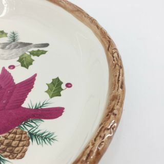 Sonoma Lifestyle Knollwood Pattern Ceramic Pie Plate Server Cardinal Finch Birds 3