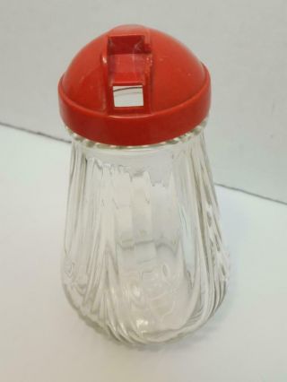 Vintage Retro Glass Sugar Shaker Dispenser With Red Lid 6 " Federal Tool Corp