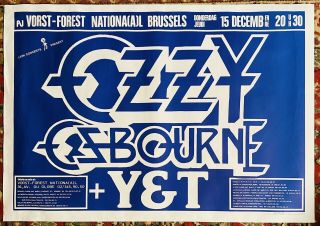 Ozzy Osbourne Y & T Vorst - Forest Brussels Belgium 1983 Concert Poster Nm Rare