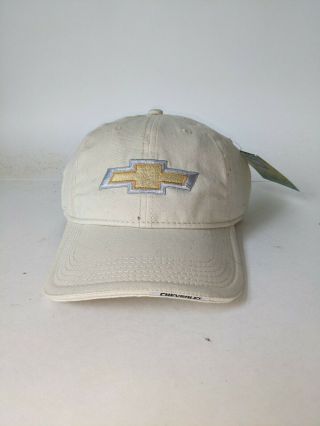 Chevrolet Chevy Gold Logo Beige Hat Cap Nwt