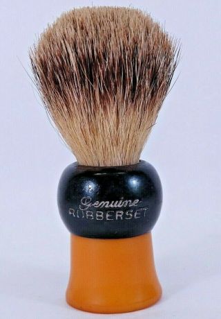 Vintage Rubberset 504 Pure Badger Shaving Brush - Butterscotch Bakelite Handle