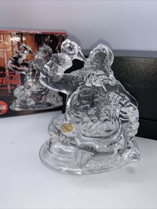 Vtg 1997 Coca Cola Figurine 24 Lead Crystal Glass Santa Claus 5.  75” T