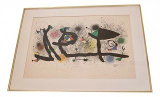 Joan Miro 1974 Framed Authentic Signed Lithograph " Sculptures "