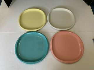 Vintage Mid Century Boonton Ware Melmac Plastic Dinner Plate Set Of Four