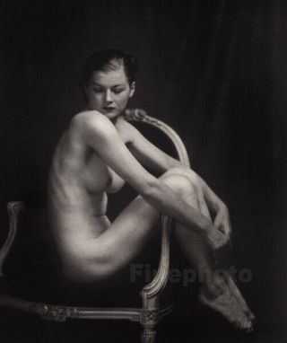 1937 Alfred Cheney Johnston Female Nude Sitting Art Deco Photo Litho