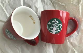 Set Of 2 Starbucks Coffee Mermaid Logo Red Espresso 3 Oz.  Mugs 2015